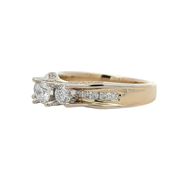 14KT Yellow Gold with Rhodium Plating 1.00ctw Diamond Estate Engagement Ring