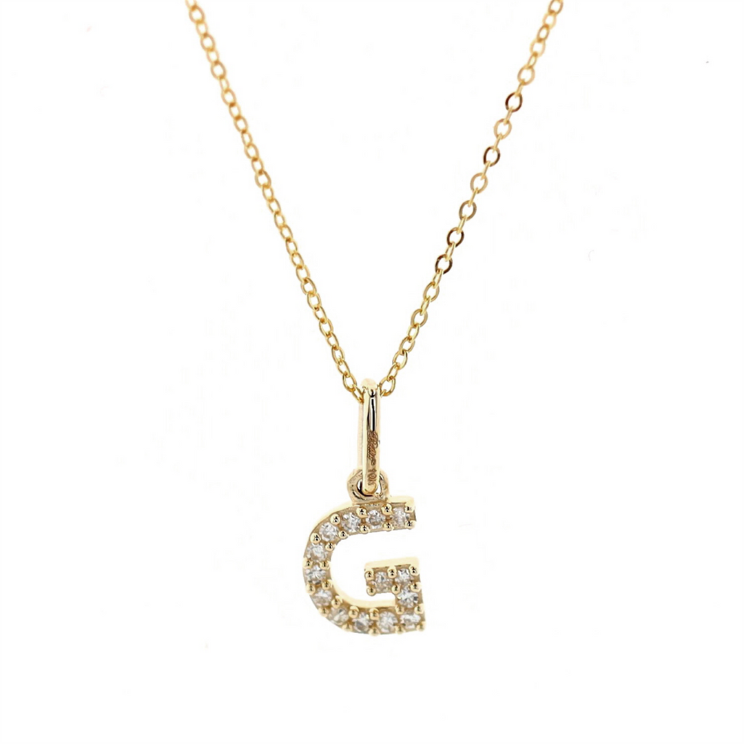 10KT Yellow Gold 0.05ctw Diamond Initial "G" Necklace