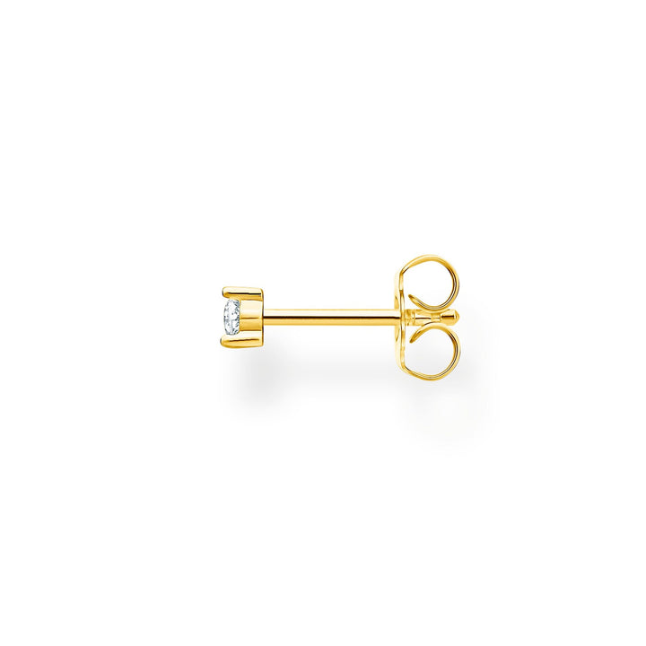 Single Ear Stud White Stone Gold