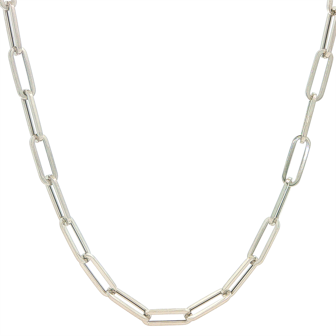 14KT White Gold 3mm Paperclip Link Chain 18"