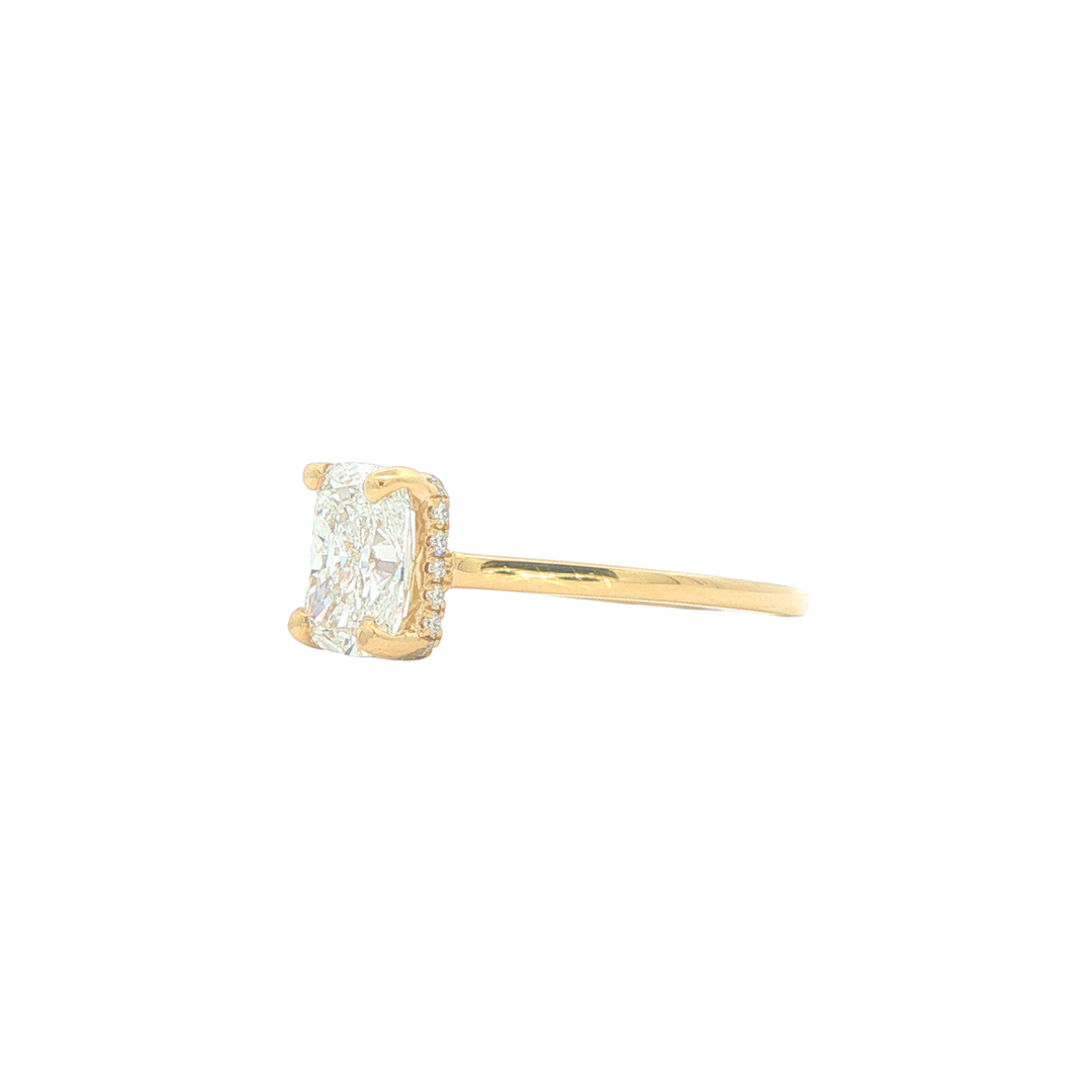 18KT Yellow Gold 1.68ctw Rectangular Cushion Lab Grown Diamond Engagement Ring