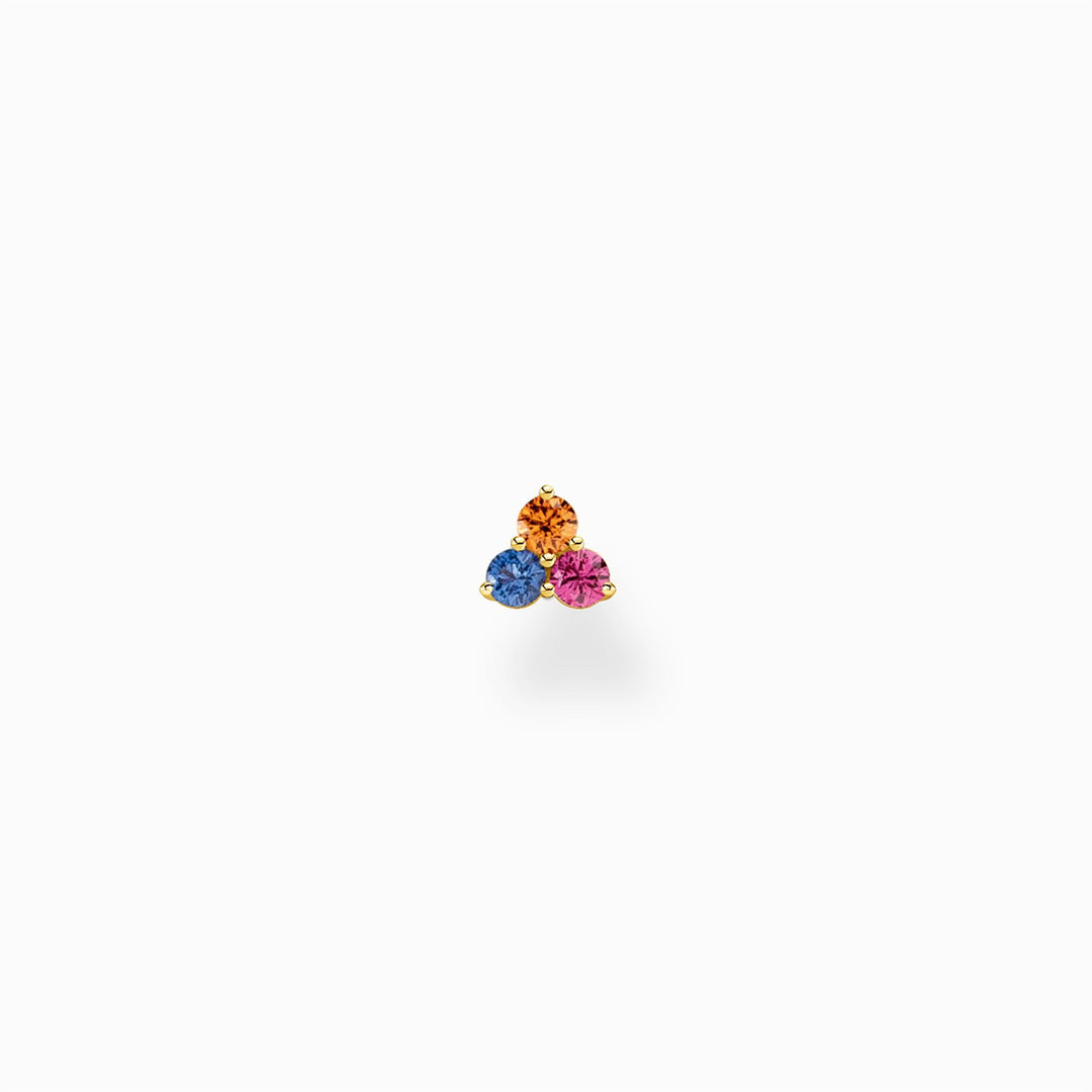Thomas Sabo Sterling Silver Gold Plated Colourful Stones Single Stud Earring