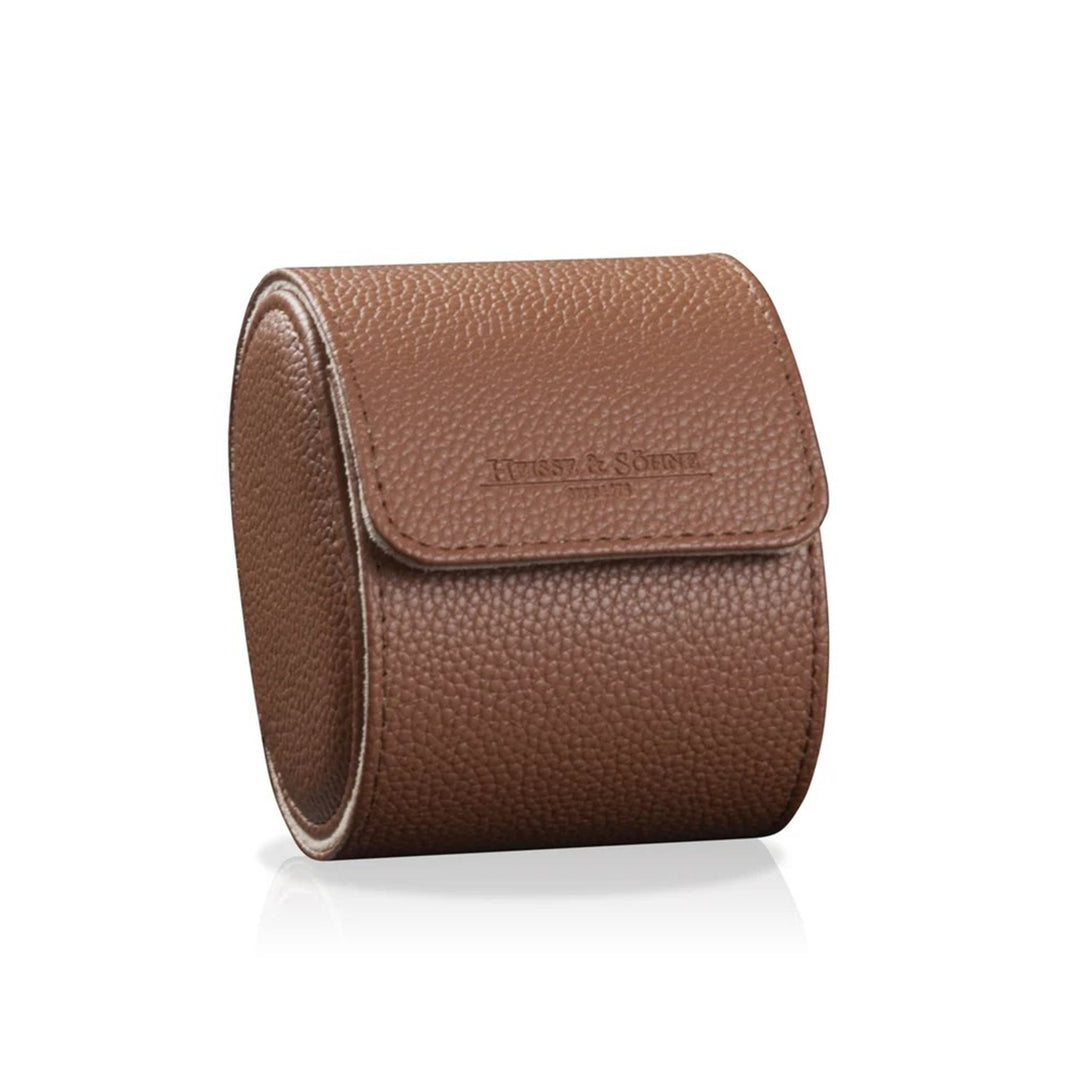 HEISSE & SOHNE "Charles" Single Watch Roll in Brown & Cream