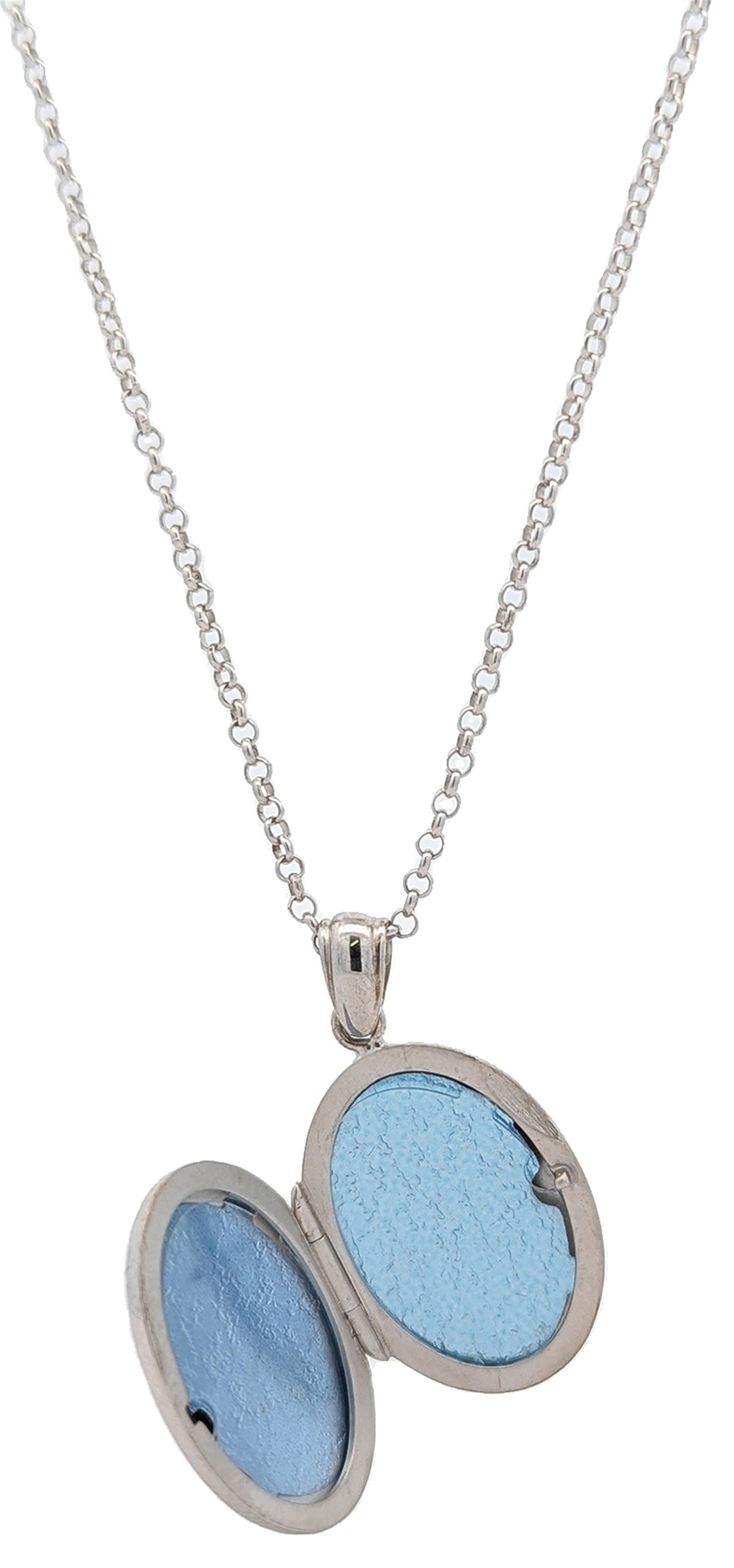 Sterling Silver Oval Locket Diamond 18" Necklace