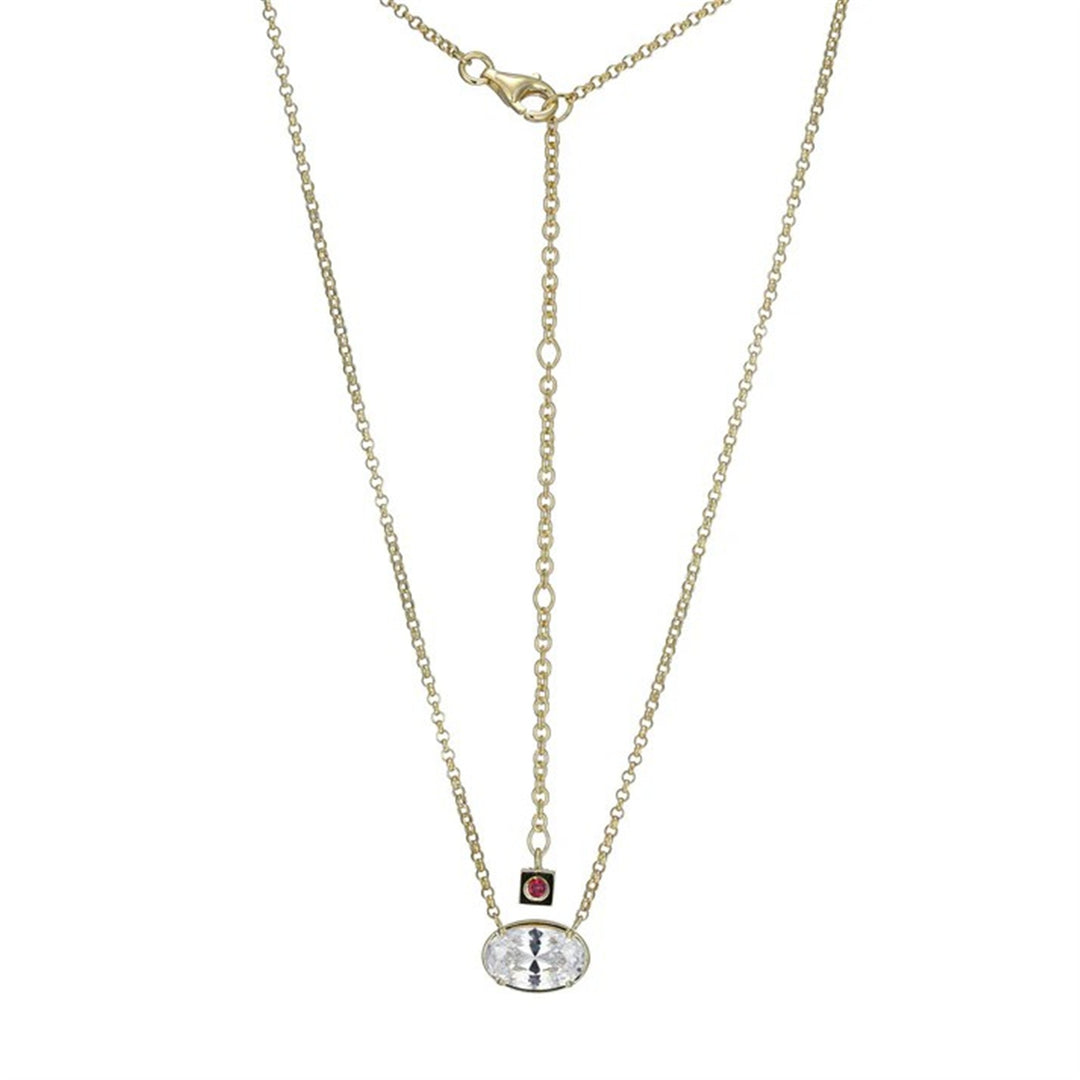 ELLE "Serenelle" Gold Plated Sterling Silver with Cubic Zirconia Necklace 17+3"