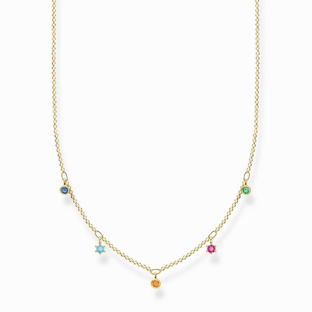 Thomas Sabo Sterling Silver Gold Plated Colourful Stones Necklace