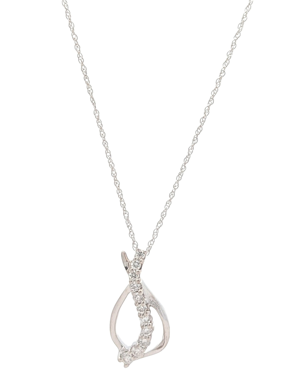 10KT White Gold 0.10ctw Diamond 18" Estate Necklace