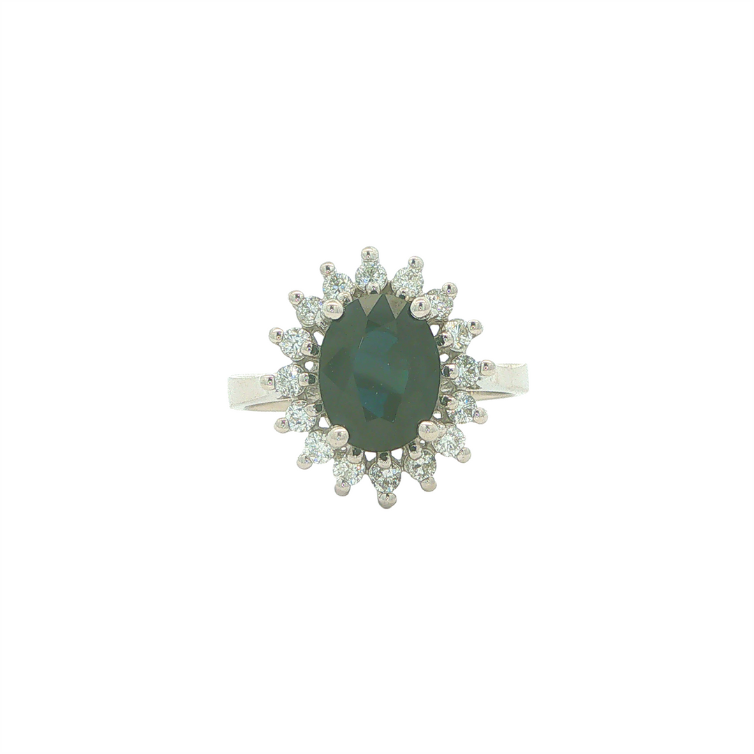 14KT White Gold Sapphire and 0.7cttw Diamond Estate Ring