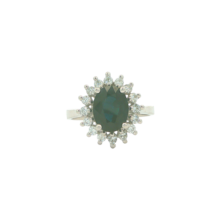 14KT White Gold Sapphire and 0.7cttw Diamond Estate Ring
