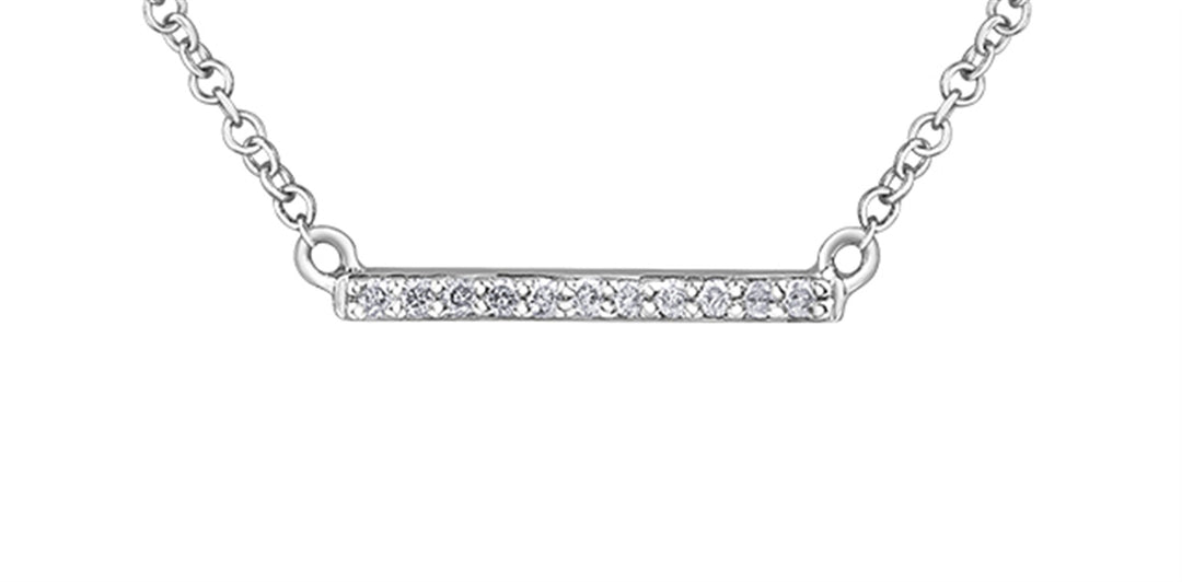 10K White Gold And 0.055ct Diamond Necklace