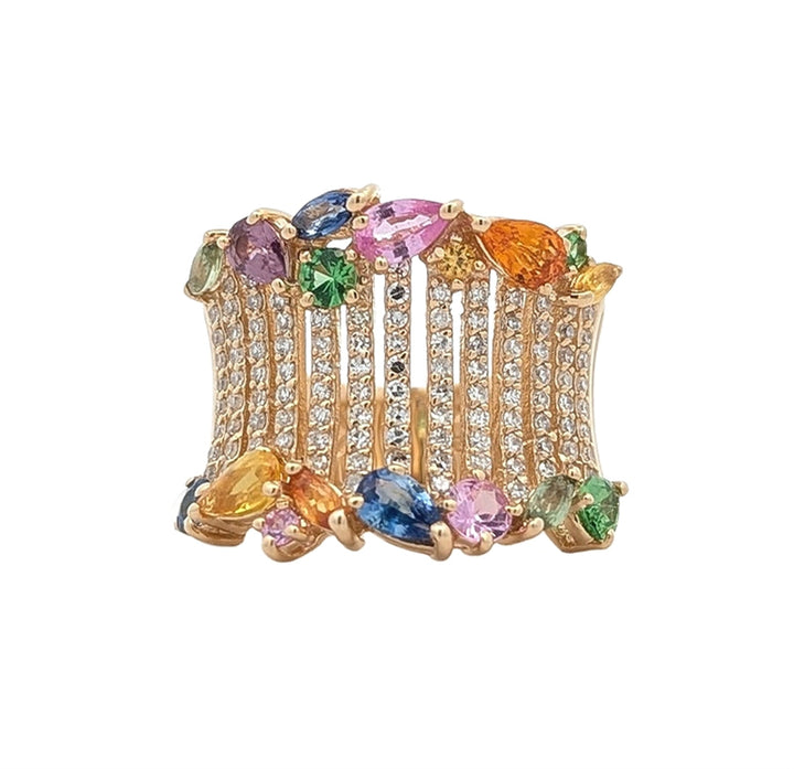 14K Yellow Gold 0.61ctw Diamond Multi-Colour Quartz "EFFY" Estate Ring