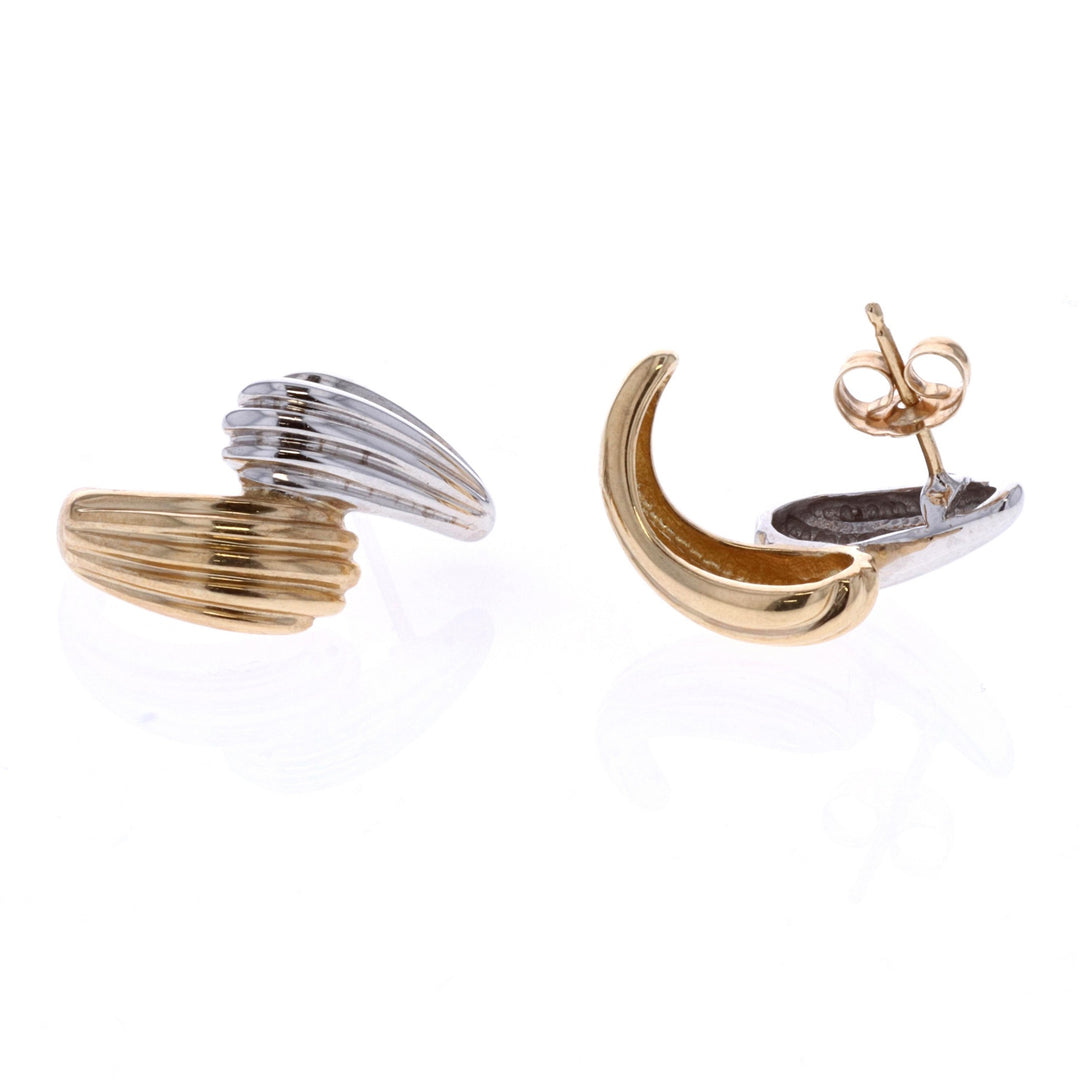 14KT Two-Tone Gold Stud Earrings