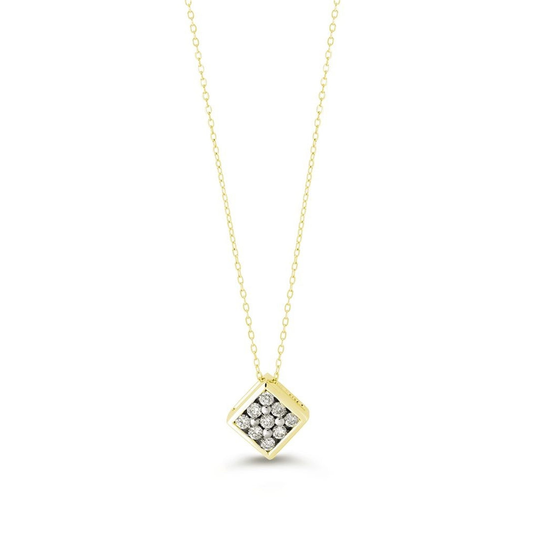 10KT Yellow Gold 0.13ctw Diamond Icicles Illusion Necklace