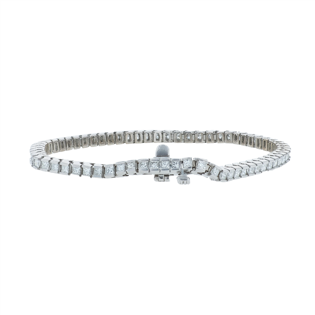 14KT White Gold 3.00cttw Diamond Estate Tennis Bracelet 6.75"