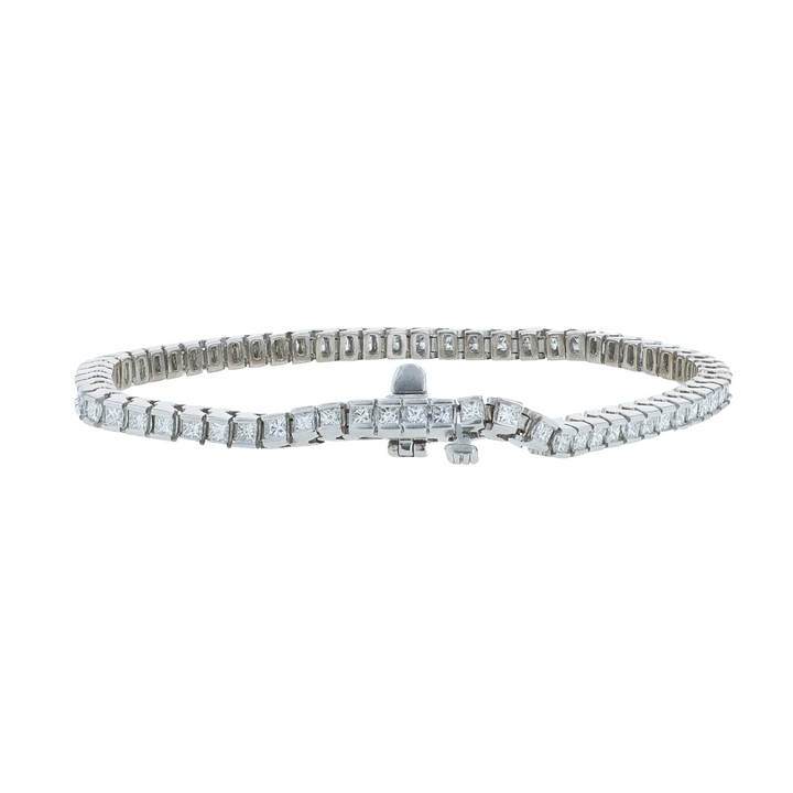 14KT White Gold 3.00cttw Diamond Estate Tennis Bracelet 6.75"