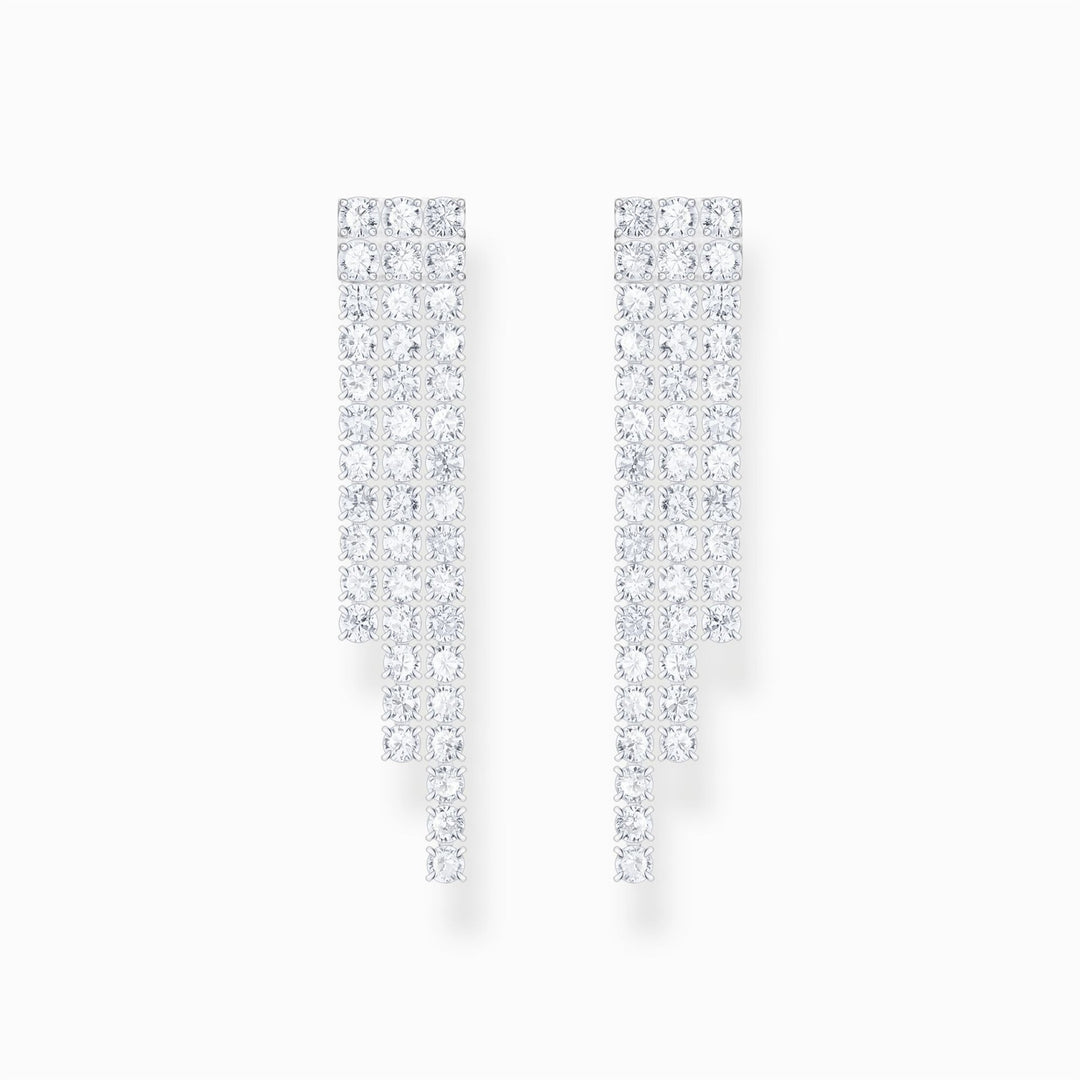 Thomas Sabo Sterling Silver Earrings In Waterfall Design With White Zirconia