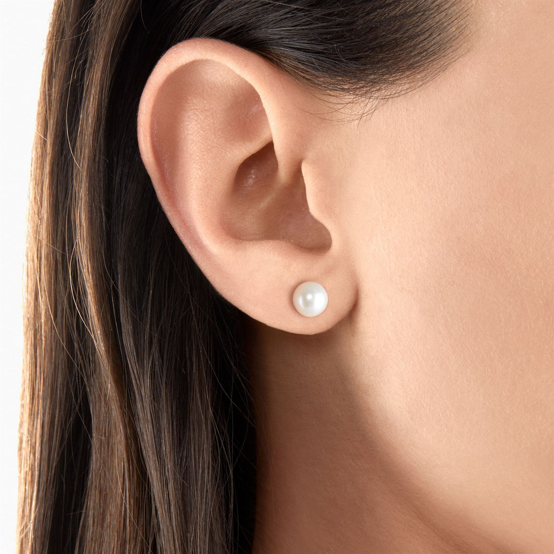 Thomas Sabo Sterling Silver Gold Plated Pearl Stud Earrings