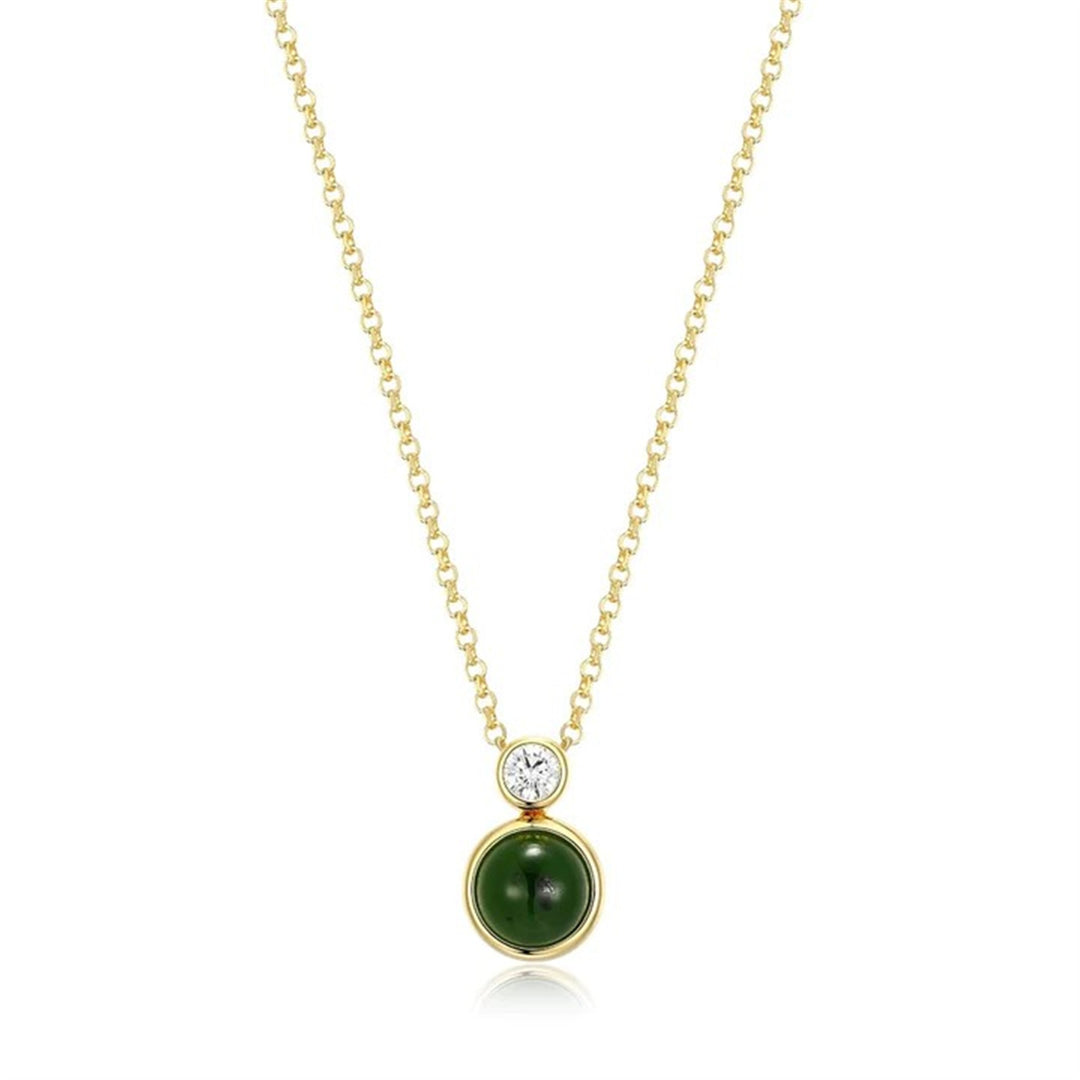 REIGN Sterling Silver Gold Plated Green Nephite Necklace