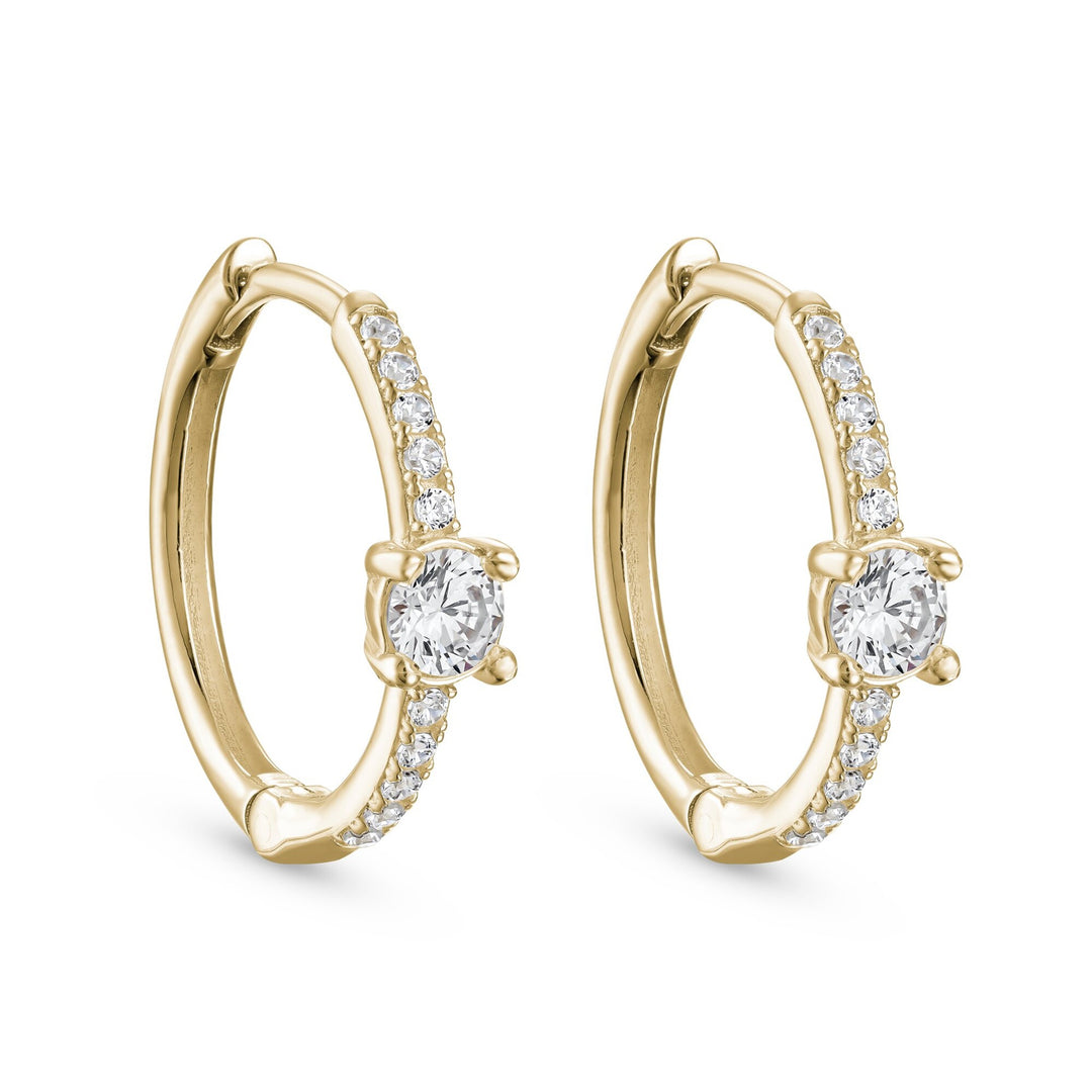 MALO Sterling Silver Yellow Vermal Plating 0.40ctw Diamond Huggie Hoop Earrings