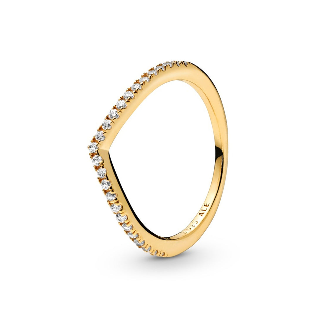 Wishbone Pandora Shine ring with clear cubic zirconia