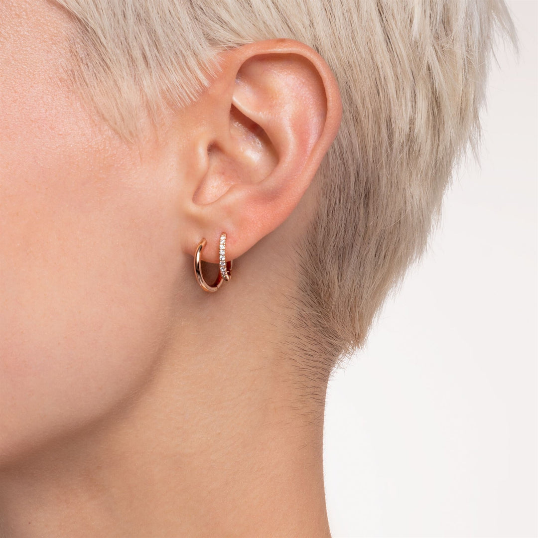 Thomas Sabo Sterling Silver Rose Gold Plated CZ Single Hoop Earring