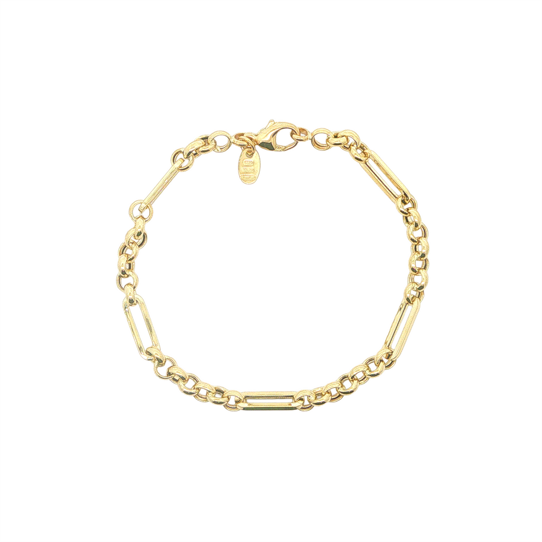 14KT Yellow Gold Fancy Linked Bracelet 7.25"