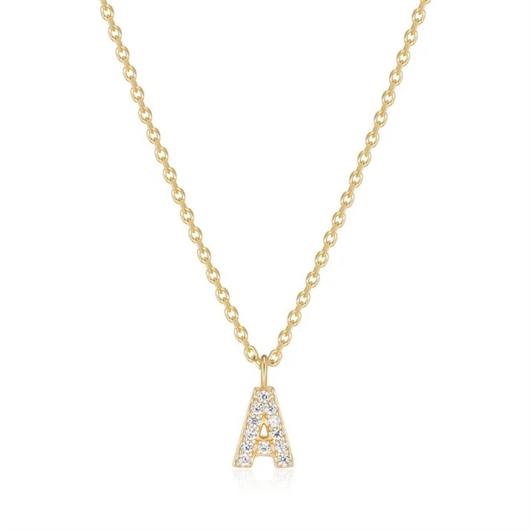 REIGN Sterling Silver Gold Plated CZ "A" 18" Necklace