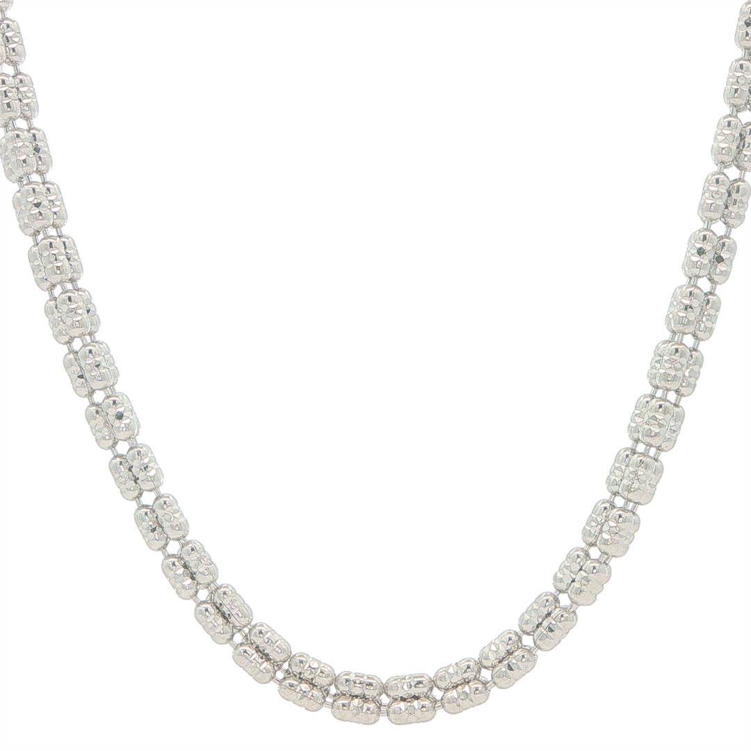 Sterling Silver with Rhodium 3mm Diamond Cut Ice with 3 Barrel Chain 18"