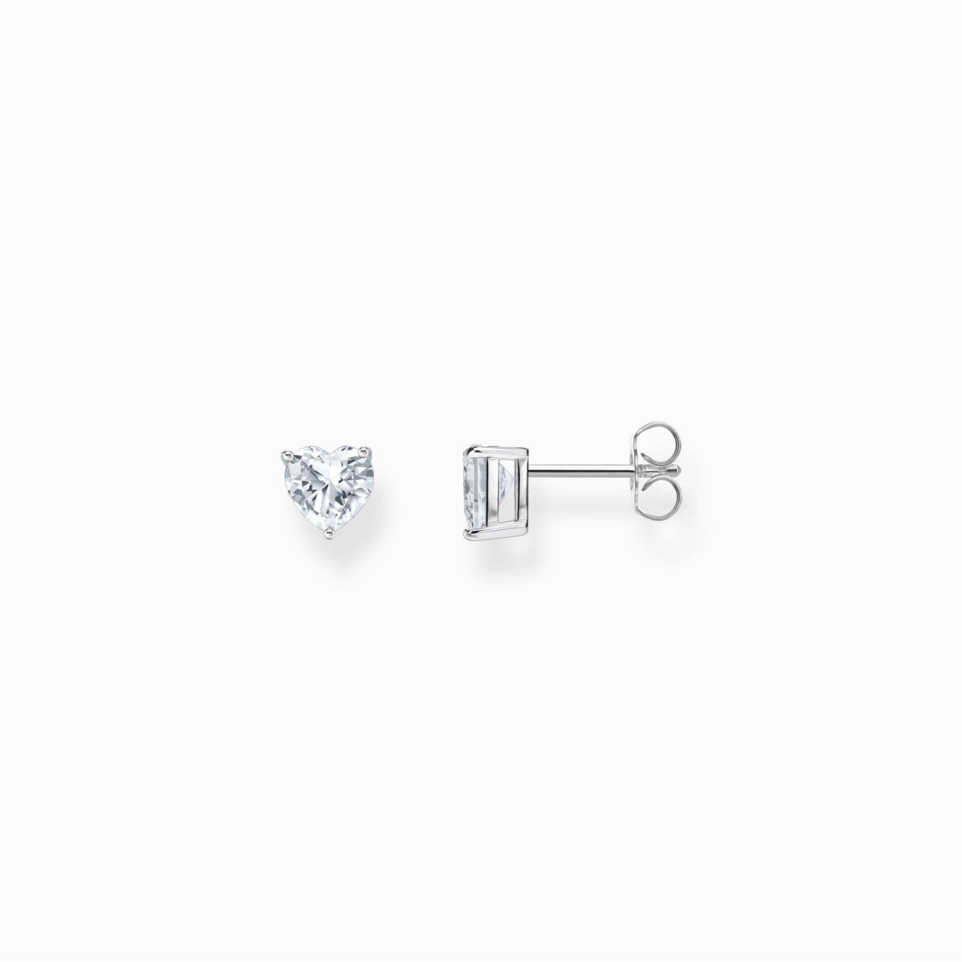 Thomas Sabo Sterling Silver Ear Studs Heart-Shaped With White Zirconia