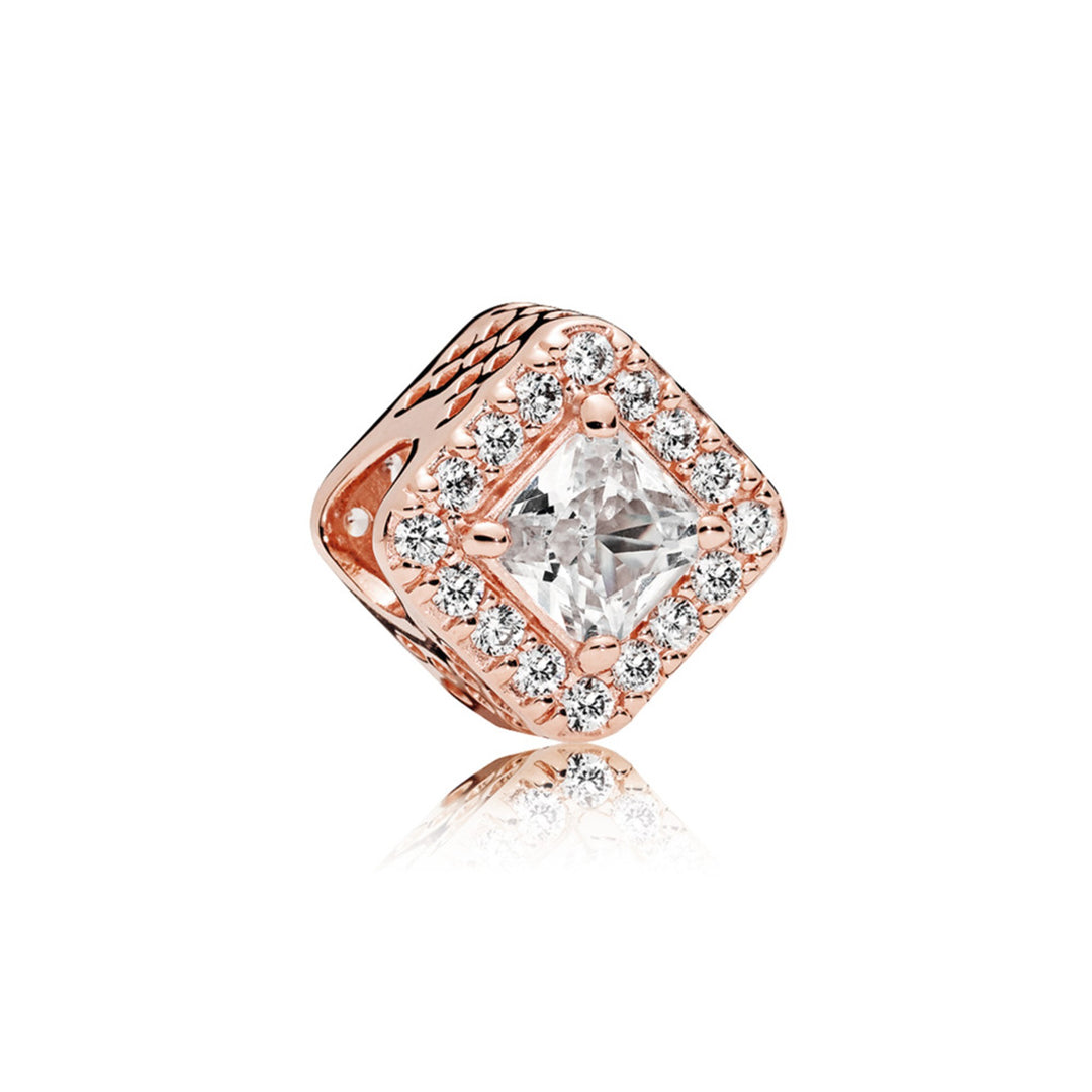 Rose charm with clear CZ