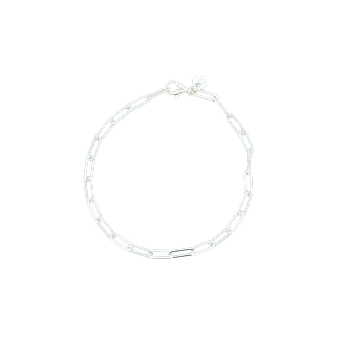 Sterling Silver 3.1mm Flat Paperclip Chain Bracelet 7.5"