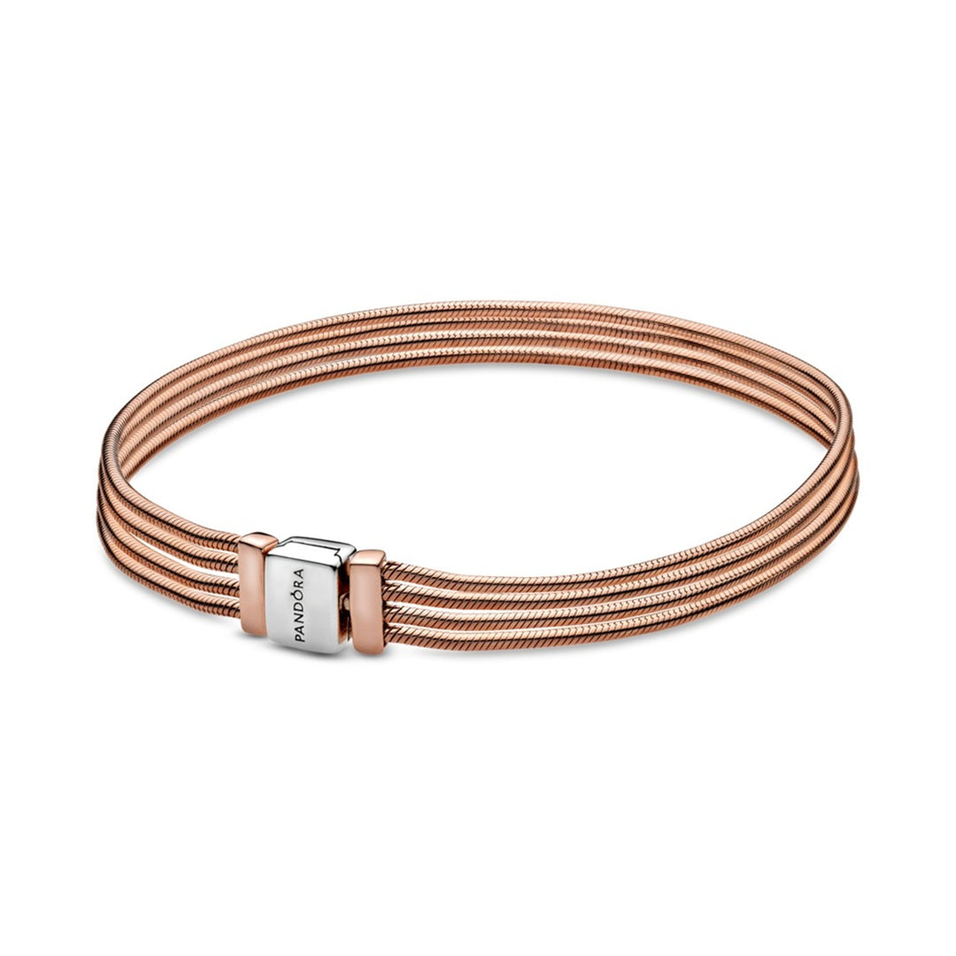 Multi snake chain Rose and sterling silver bracelet