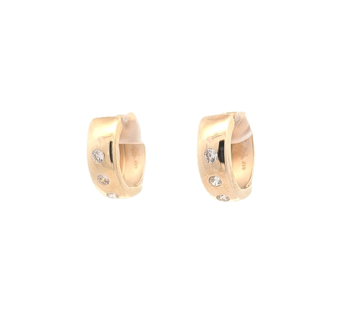 10KT Yellow Gold CZ Huggie Earrings