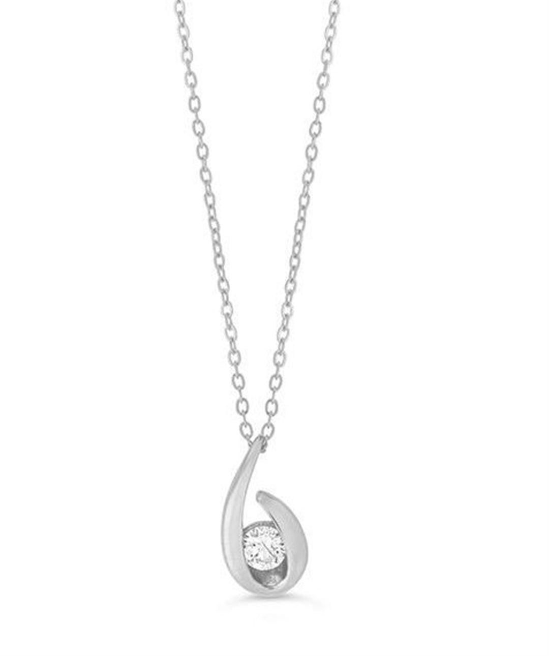 10KT White Gold 0.07ctw Diamond Icicles Open Loop Necklace