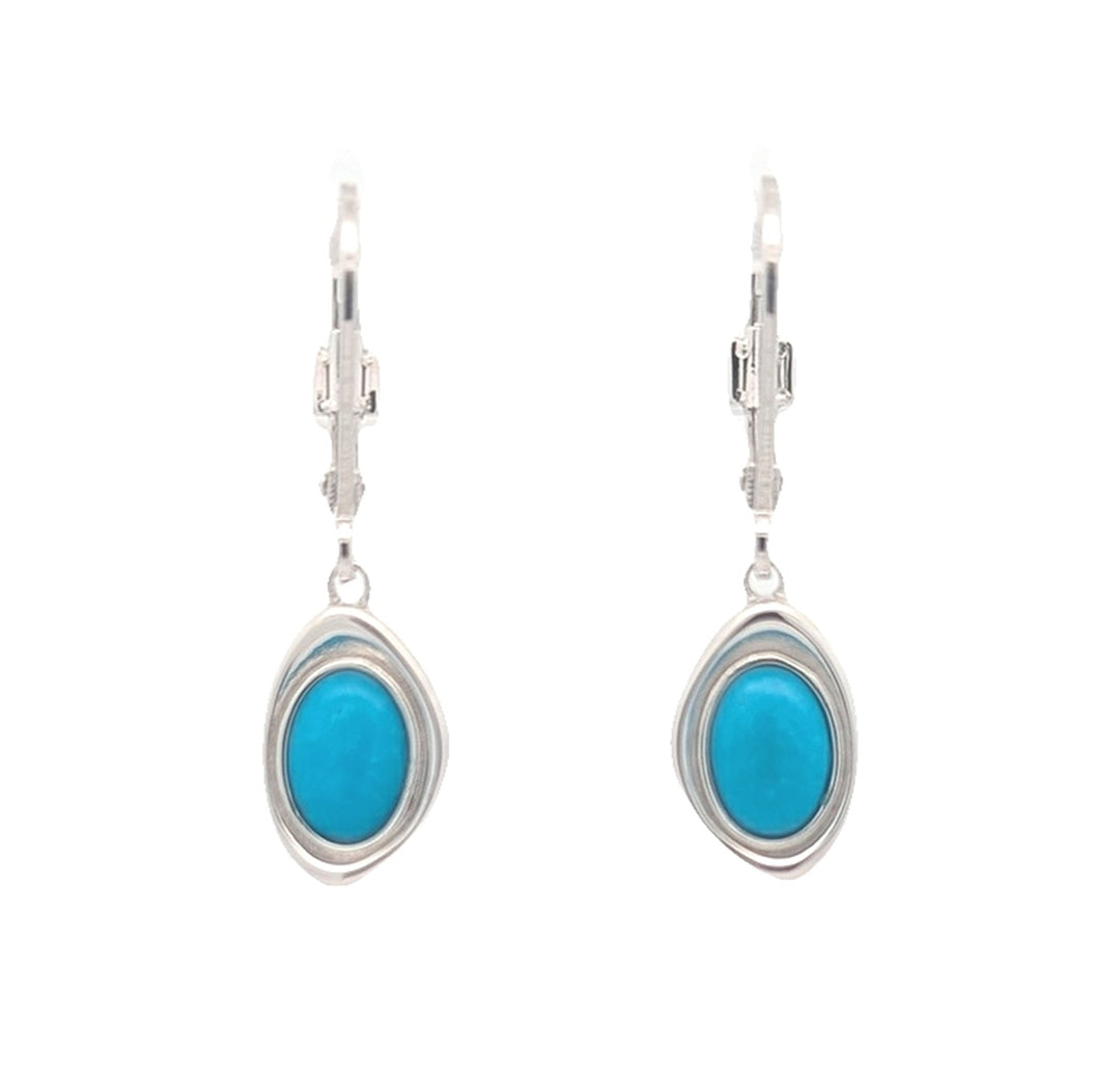 ELLE Sterling Silver Rhodium Plated "Oasis" Turquoise Earrings