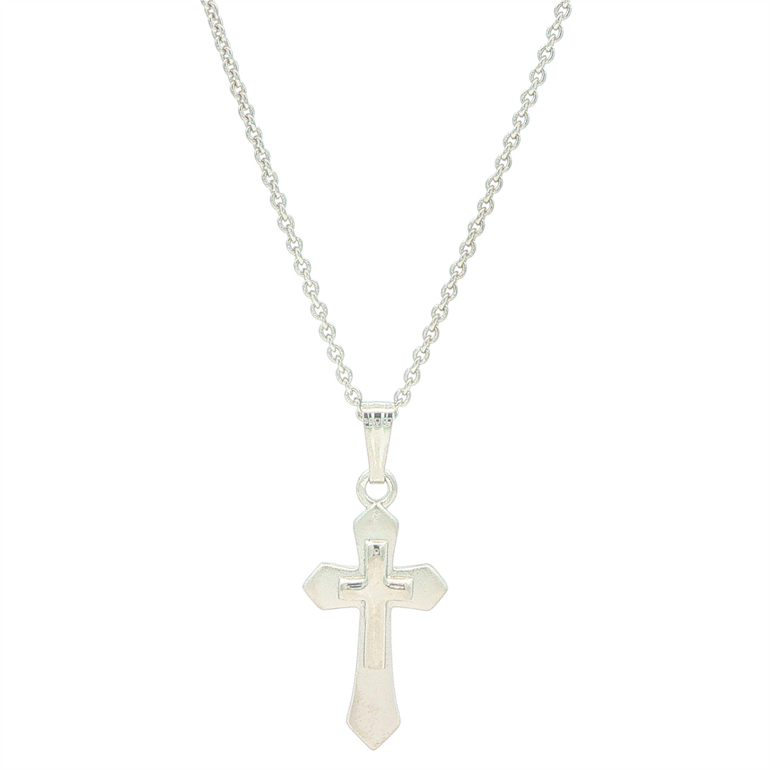 Sterling Silver Children's Cross on Cross Pendant with 15" Chain
