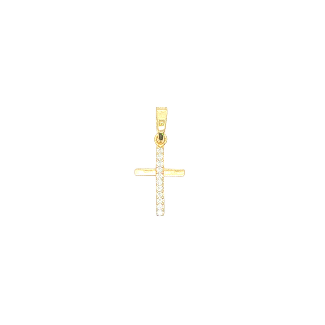 10K Yellow Gold and Cubic Zirconia Cross Pendant