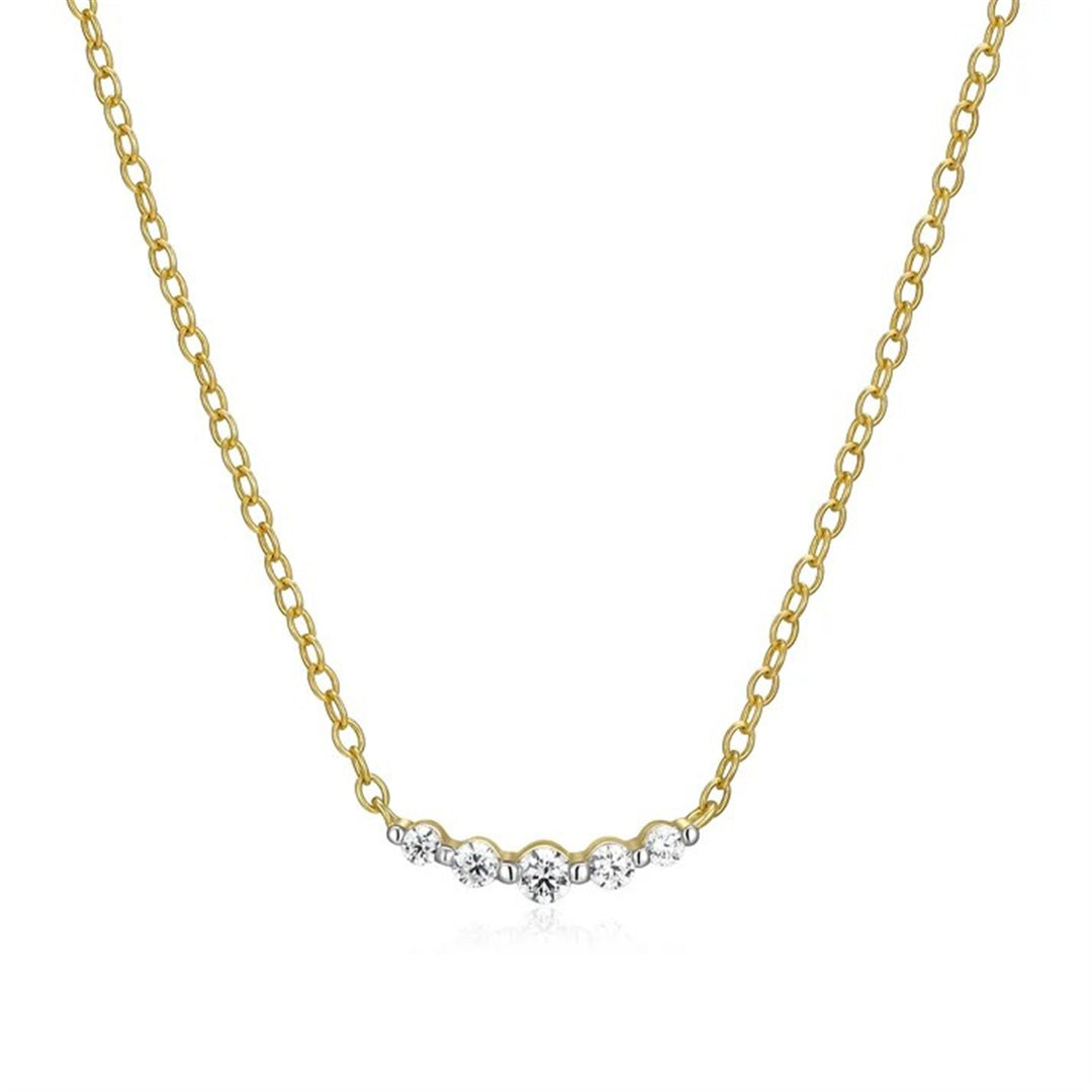 M. by MONTE LUNA Sterling Silver Gold Plated 0.1ctw Lab Grown Diamond Curved Bar Necklace 16+2"