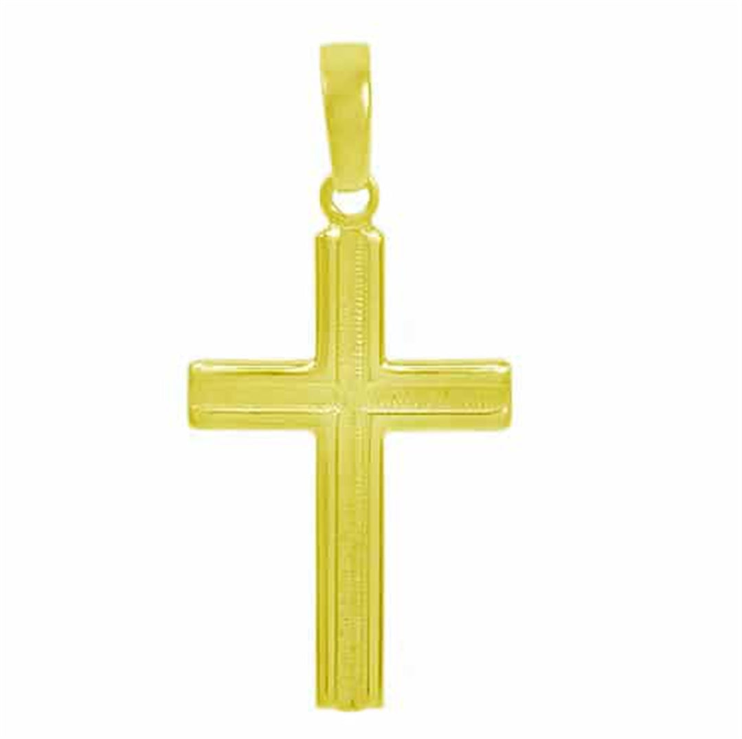 Sterling Silver Gold Plated 25x16mm Cross Pendant