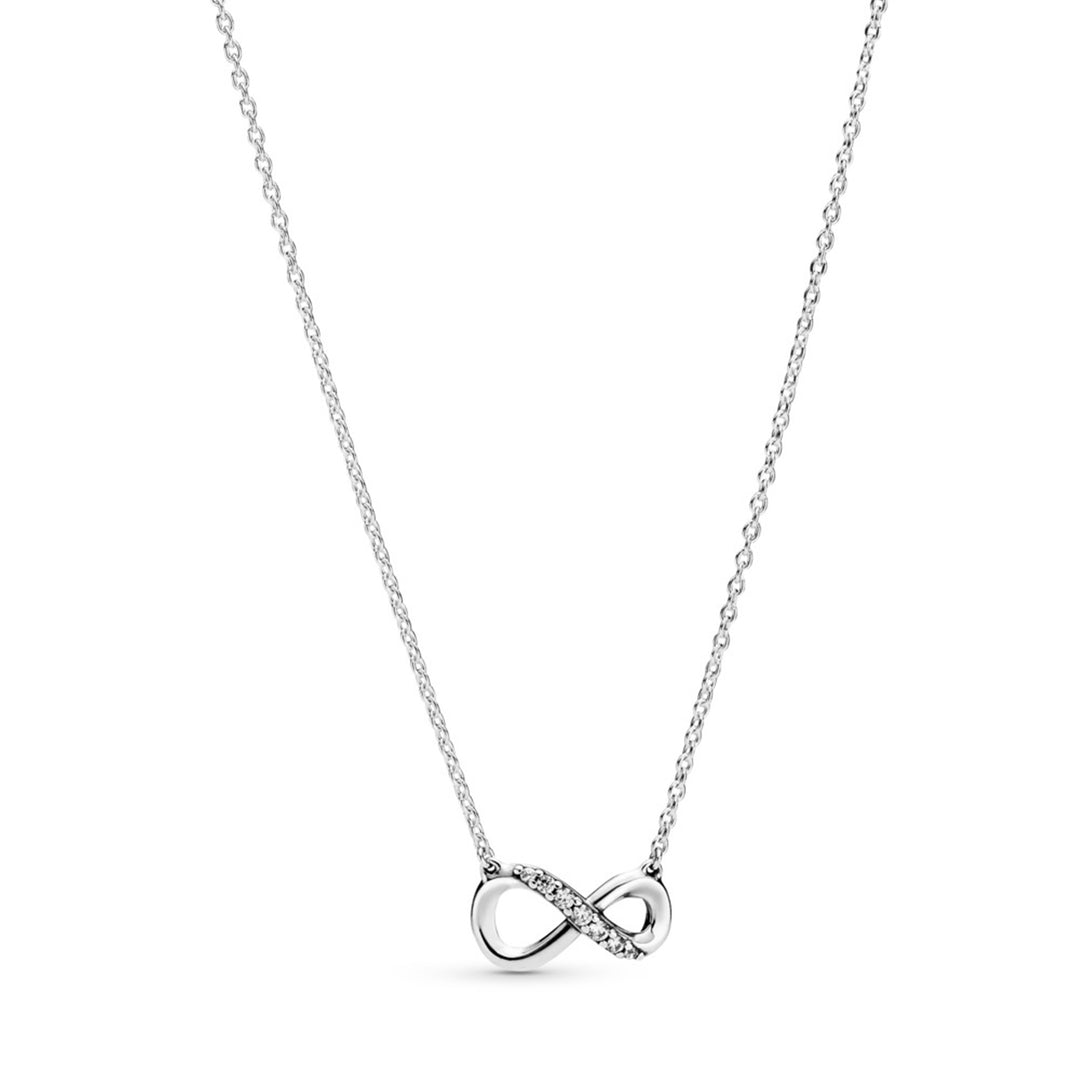 Infinity sterling silver collier with clear CZ