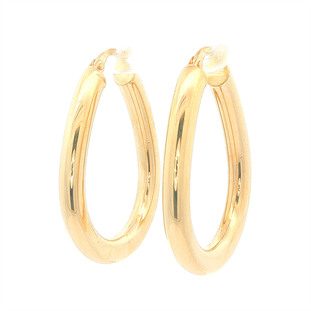 10K Yellow Gold Elongated Hoops 2.5cm