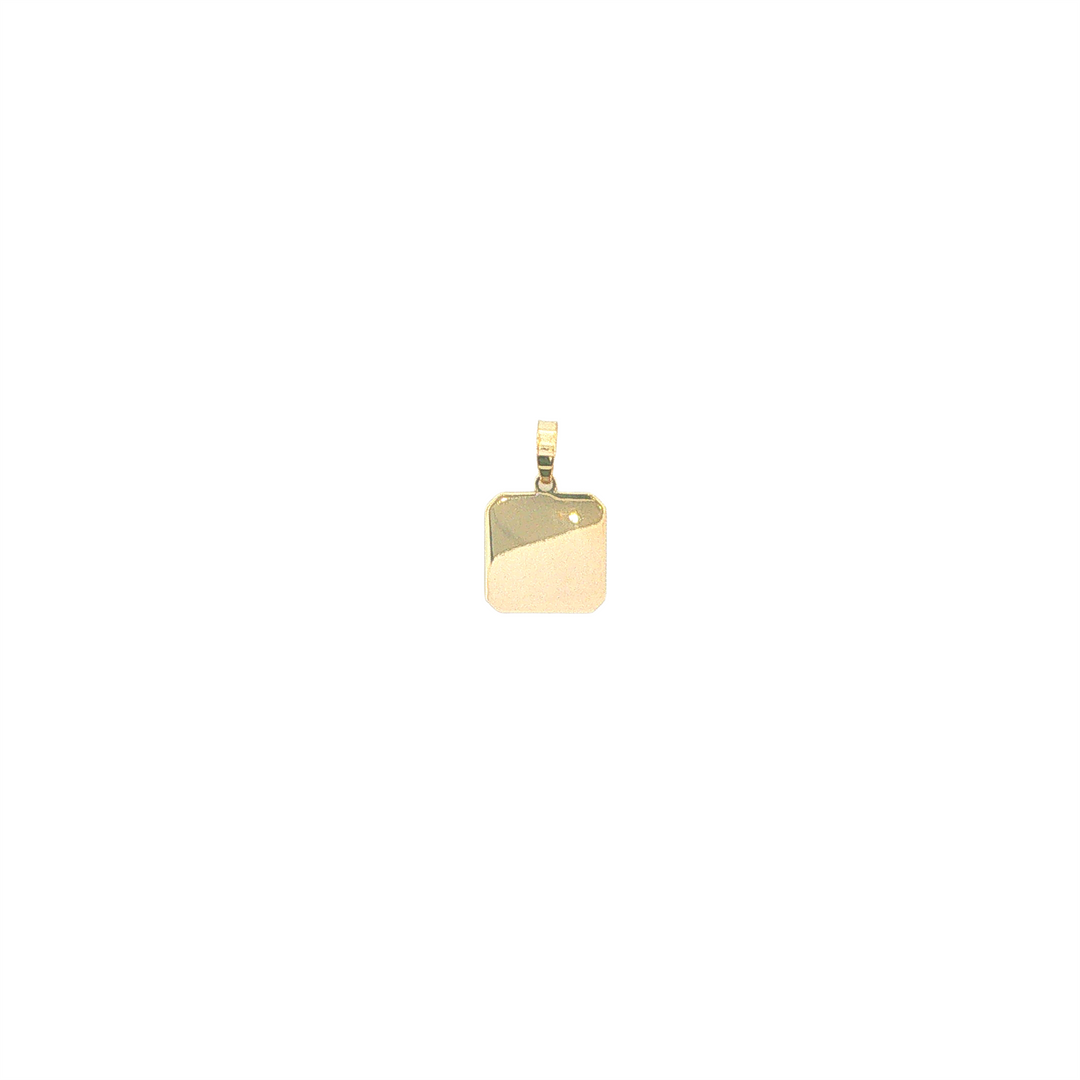 10KT Yellow Gold Square Shaped Dog Tag Pendant