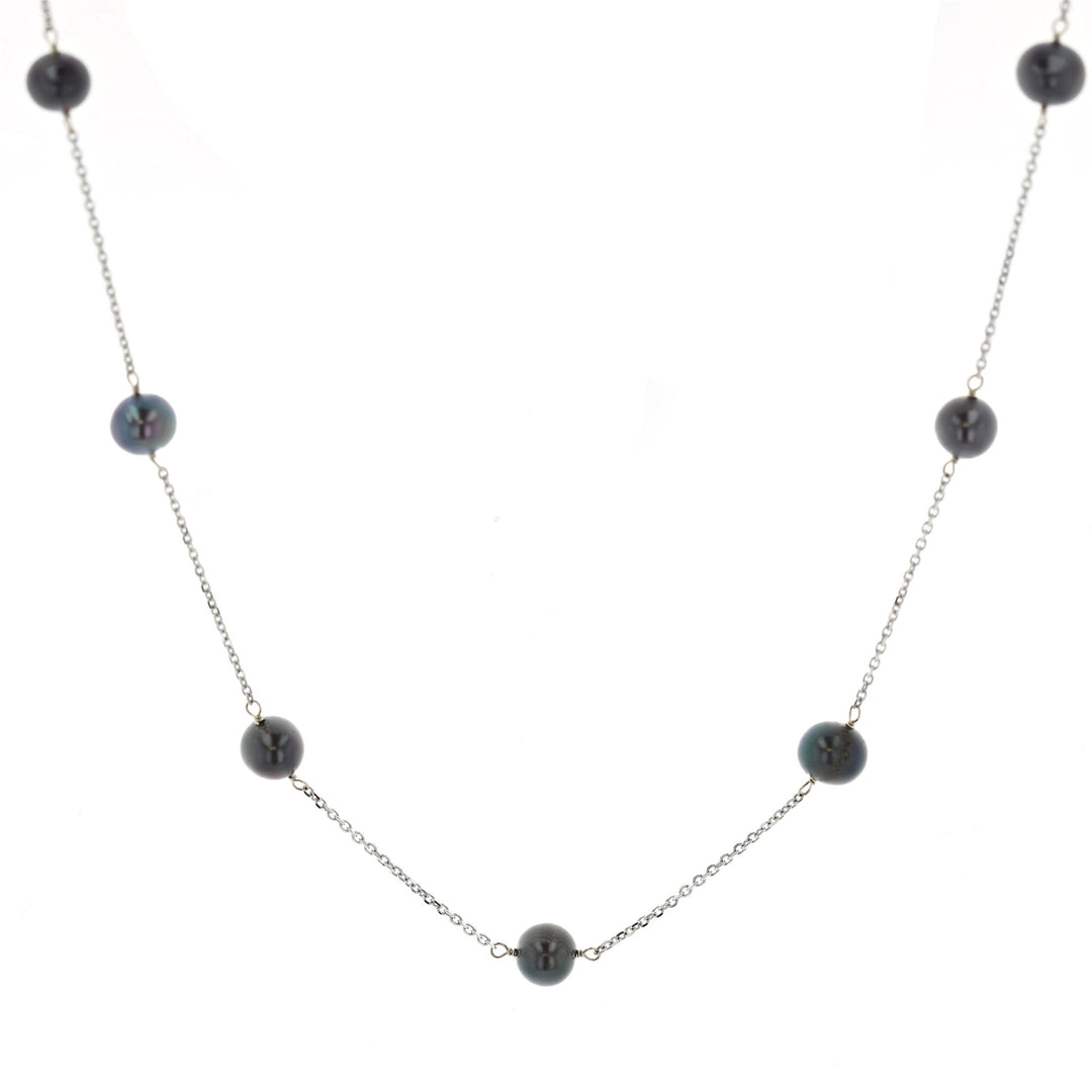 14KT White Gold Black Pearl 16" Necklace