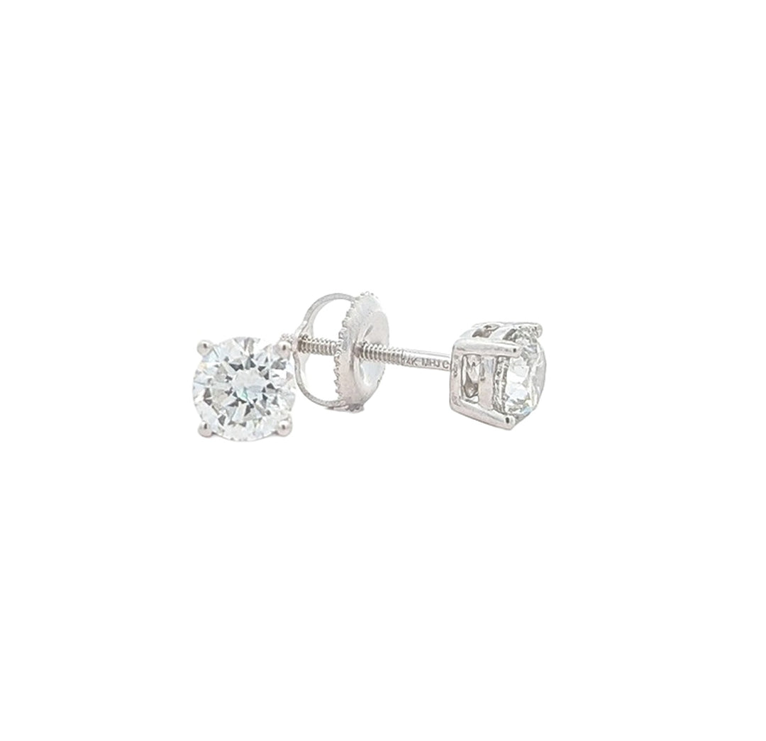 14KT White Gold 1.07ctw Diamond Estate Stud Earrings