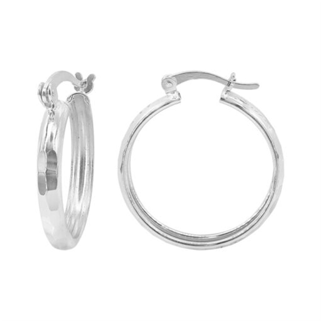 Sterling Silver Diamond Cut Round Hoop Earrings 20mm