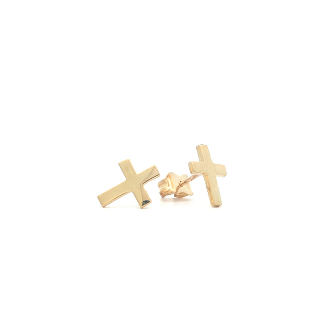 10KT Yellow Gold Cross Stud Earrings