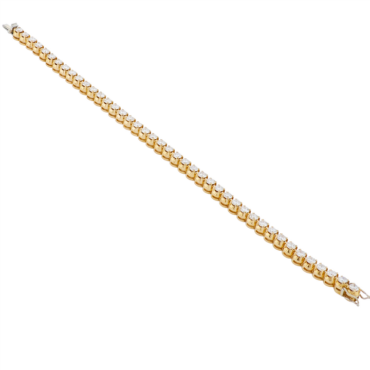 18KT Yellow Gold 4.65ctw Diamond Estate Tennis Bracelet 7"