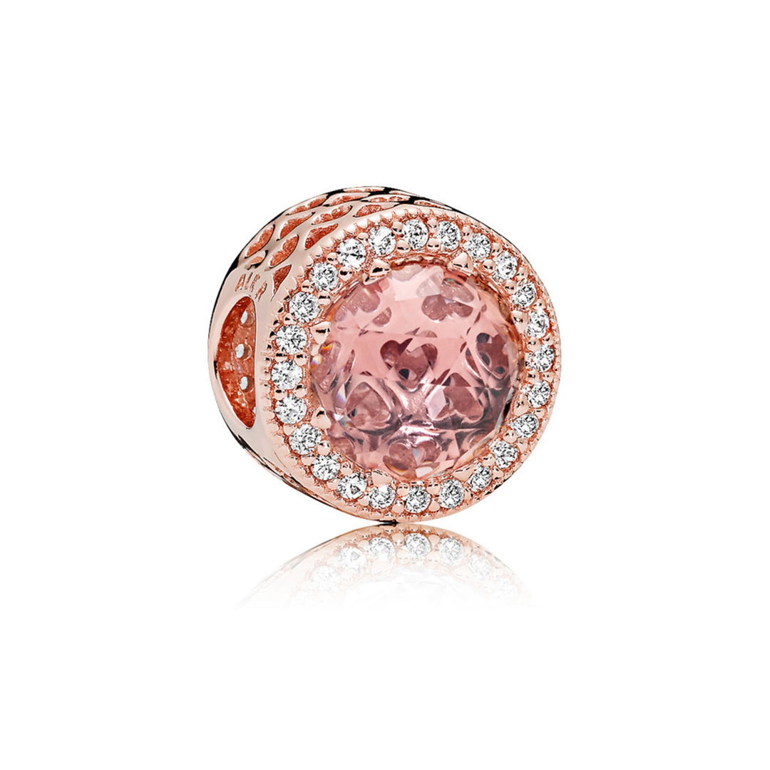 Charm in Rose with blush pink crystals and clear CZ