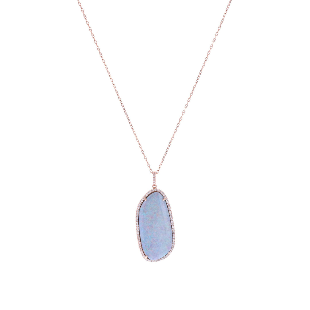 10-14KT Rose Gold Opal Triplet and Diamond Estate Necklace