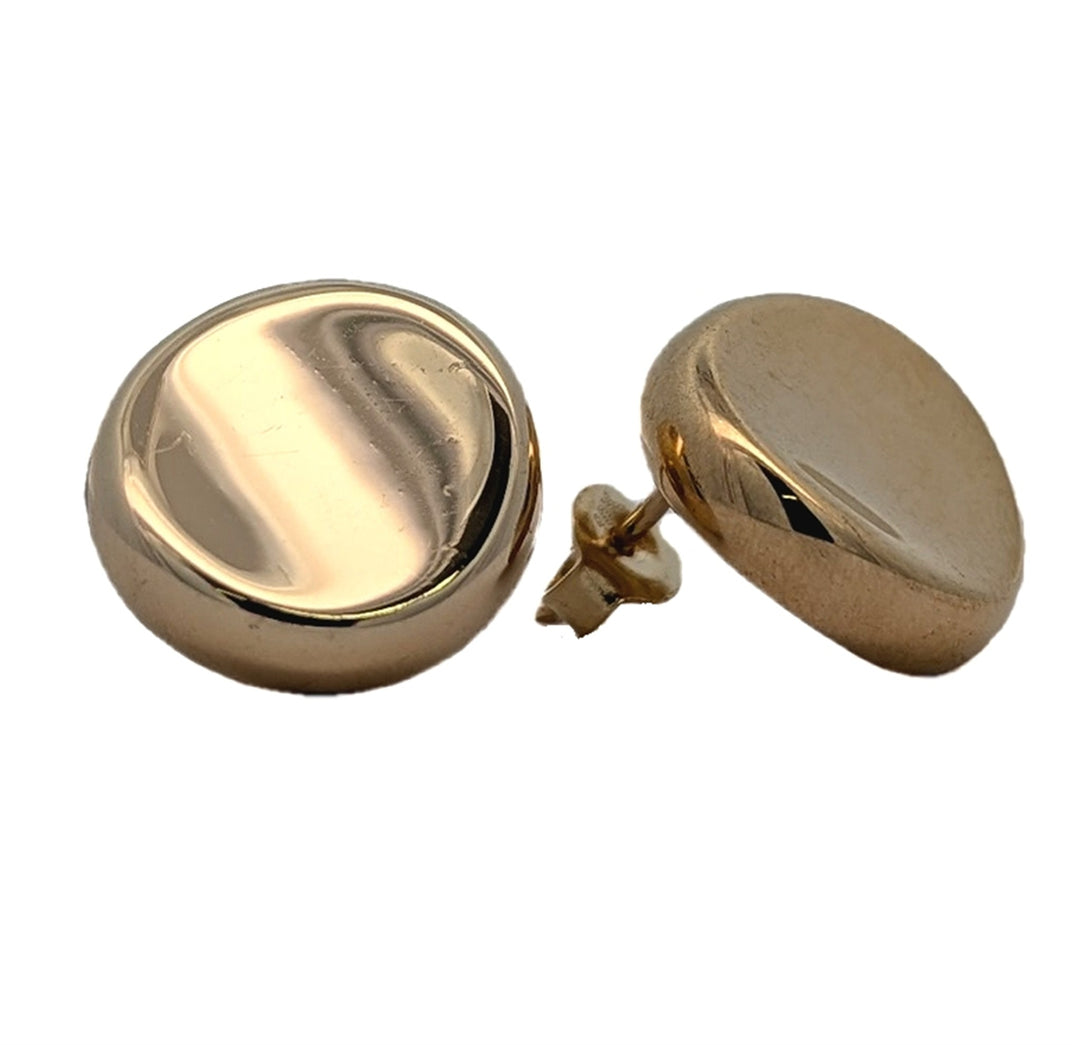 10KT Yellow Gold Hollow Button Stud Earrings